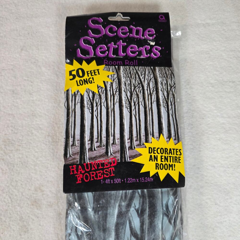 HAUNTED FOREST Scene Setter 50 ft Long x 4 fi Room Roll Spooky Atmisphere Quick